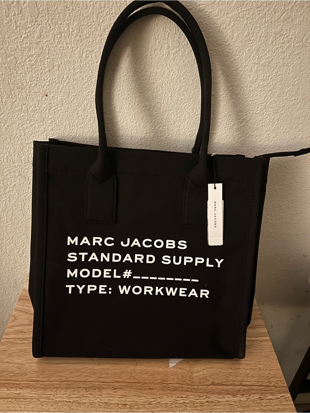 Marc Jacobs Black Canvas Workwear medium Tote with White Logo new no strap